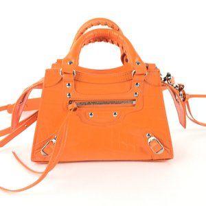 Balenciaga Croc Embossed Mini City Bag